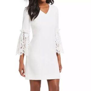 Ivory White Lace Belle Sleeve Bridal Shower Dress